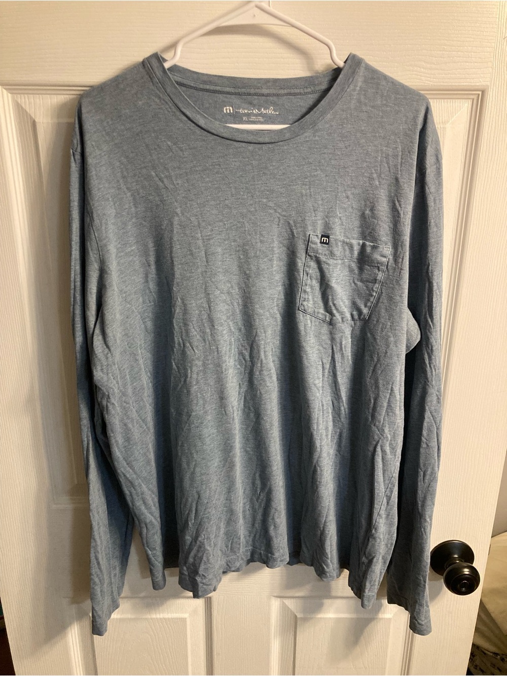 Travis Mathew Men's Long Sleeve Pocket Tee - Heather Blue